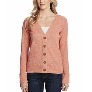 Vince Camuto Womens Size XXL 2XL Peach Knit Cardigan Sweater Boxy Crop Cozy